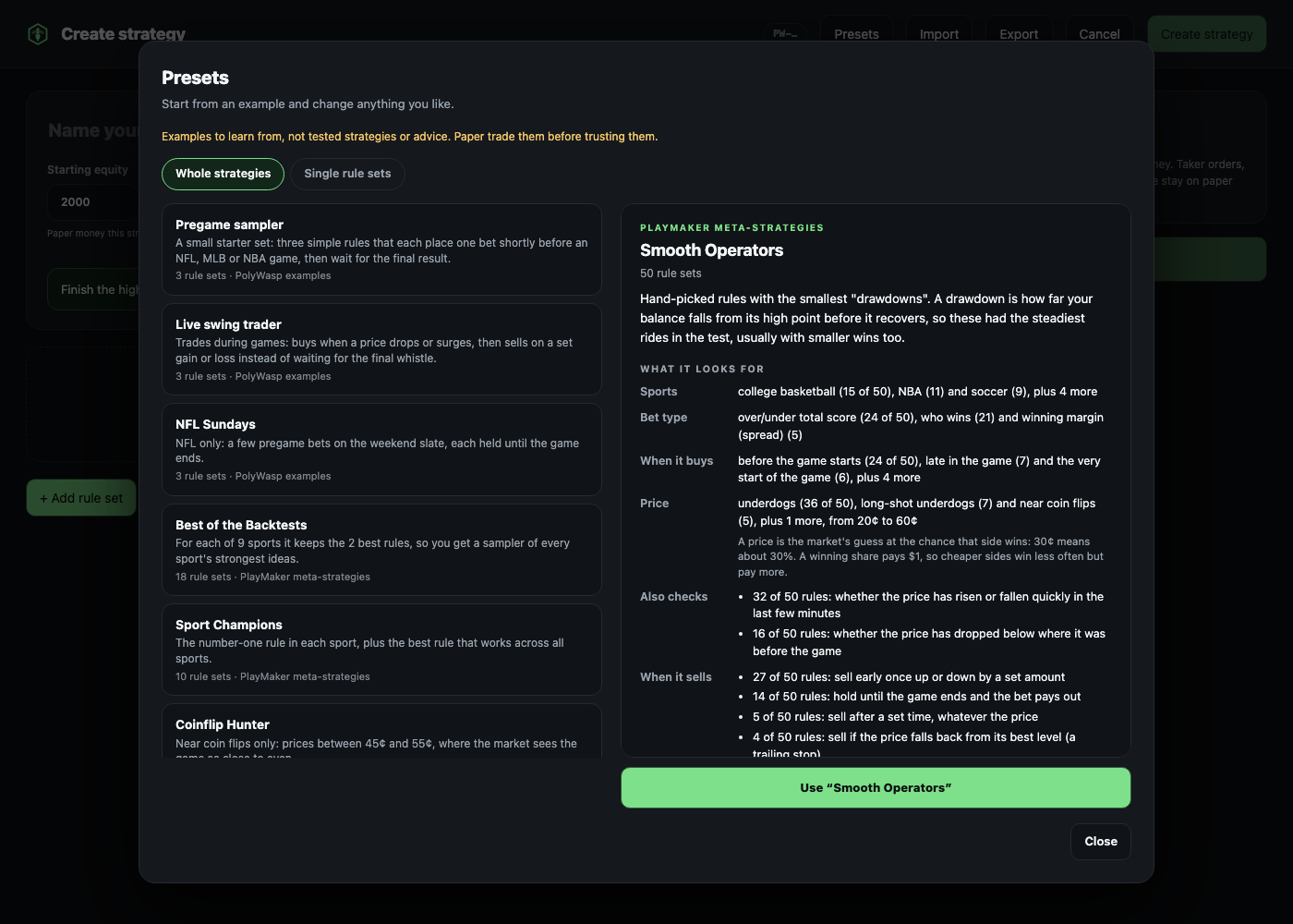 Strategy builder